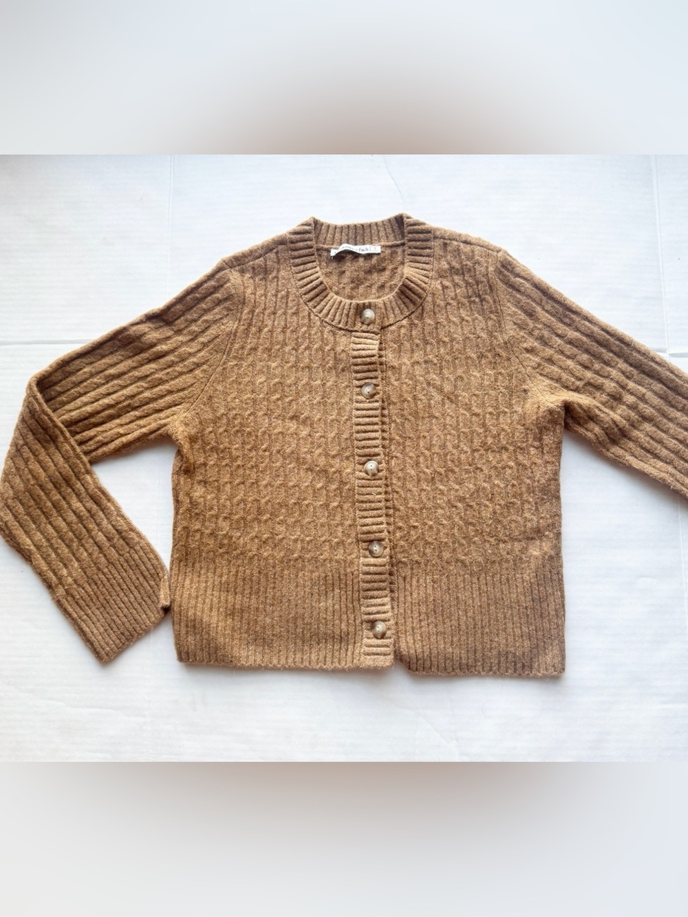 Abercrombie & Fitch Women's Camel Brown Cable Knit Cardigan